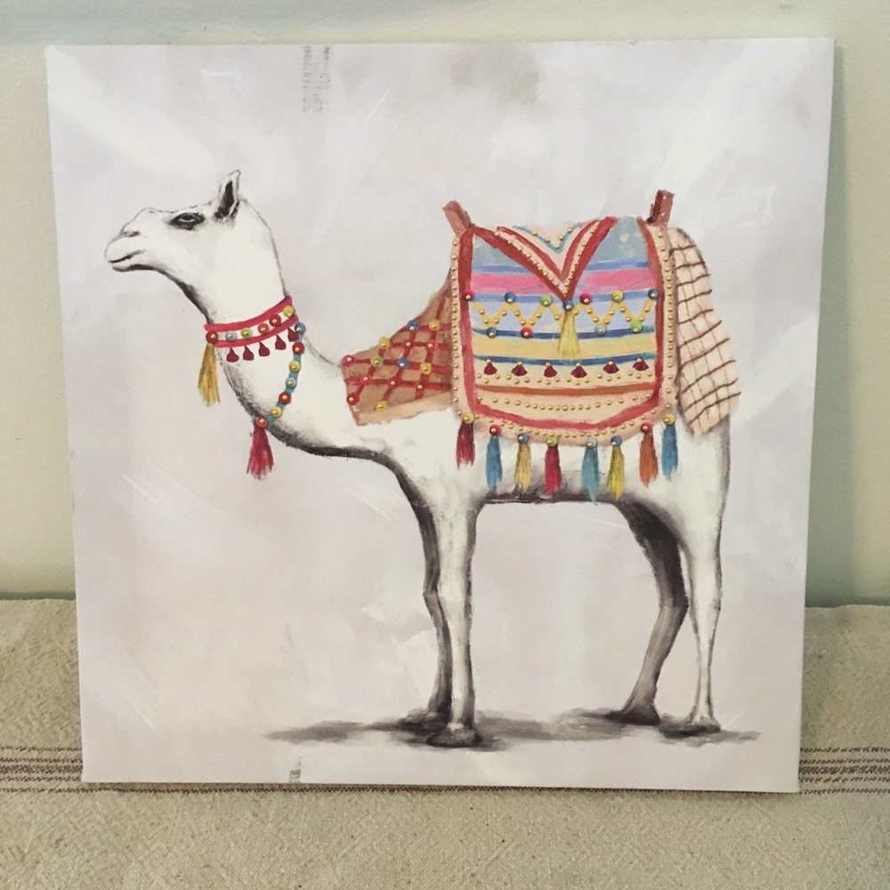 Colorful Camel Wall Art Canvas - Multicolor Decorative Print